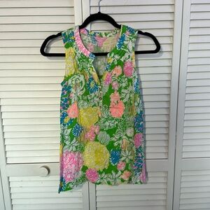 NWT Lily Pulitzer essie top multi hibiscus stroll XS